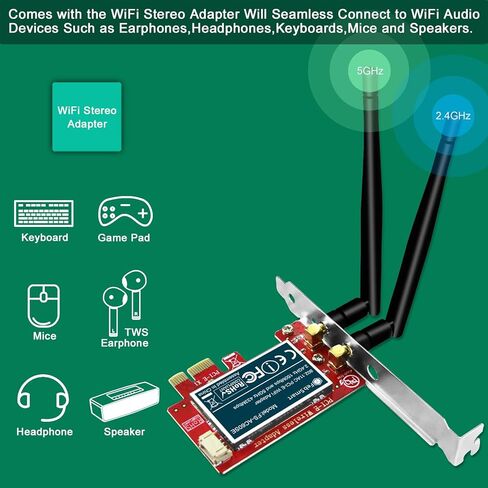 محول لاسلكي ذكي من فيب 1200 ميجا بايت بالثانية بي سي اي اكسبريس (PCIe) بطاقة واي فاي لمحول الواي فاي لـ ويندوز 10 (32/64 بت) محول شبكة لاسلكية فقط مارفيل إيه ستار (FS-AE120) in Kuwait