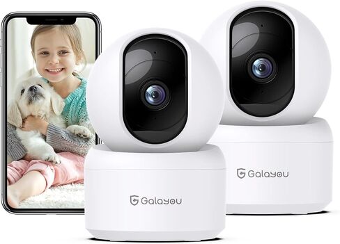 GALAYOU Indoor Cameras for Home Security/Baby Monitoring in 2K, G2 2Pack | Pet/Nanny Camera/Baby Monitor with Night Vision, Siren, 24/7 TF Card Storage, PTZ, Two-Way Talk, Wired Plug, 2.4Ghz Wi-Fi in Saudi Arabia
