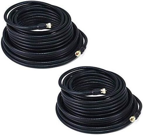 iMBPrice 6 Feet RG6 Coaxial Patch Cable, 2-Pack with F-Type Screw-on Gold Plated Connectors for Internet, Broadband and Digital TV Aerial, Satellite Cable Extension, Black in Kuwait