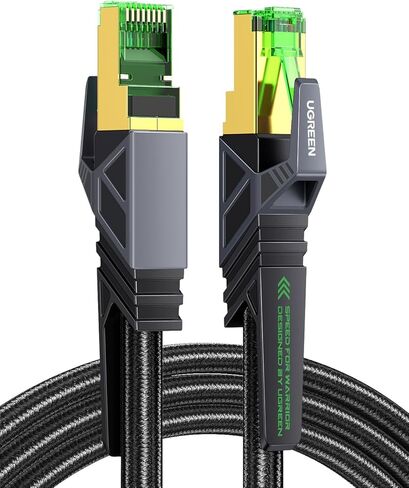 كابل إيثرنت UGREEN، كابل إيثرنت للألعاب Cat 8 مع سرعة عالية 40 جيجابت في الثانية 2000 ميجاهرتز، سلك إيثرنت SF/FTP 26AWG مضفر RJ45، يدعم POE، متوافق مع جهاز توجيه مودم Xbox One Switch PS5 PS4، 5FT in Kuwait