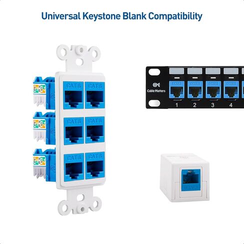 Cable Matters مدرج في قائمة UL 25 حزمة رفيعة 90 درجة Cat 6، Cat6 RJ45 Keystone Jack مع Keystone Punch Down Stand باللون الأزرق (موديل 180070) in Kuwait