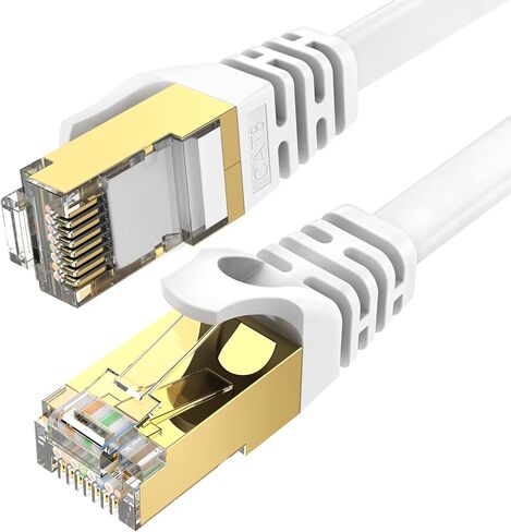 كابل إيثرنت Ercielook CAT8 عالي السرعة بطول 100 قدم، كابل إنترنت مسطح محمي مع مشابك، مقاوم للطقس S/FTP مقاوم للأشعة فوق البنفسجية لجهاز التوجيه/الألعاب/المودم - أسود 30 متر in Kuwait