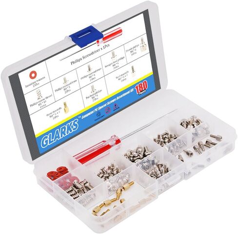 Glarks 180-Pieces Phillips Head Computer PC Spacer Screws Assortment Kit for Hard Drive Computer Case Motherboard Fan Power Graphics (Extra: Phillips Screwdriver) in Saudi Arabia
