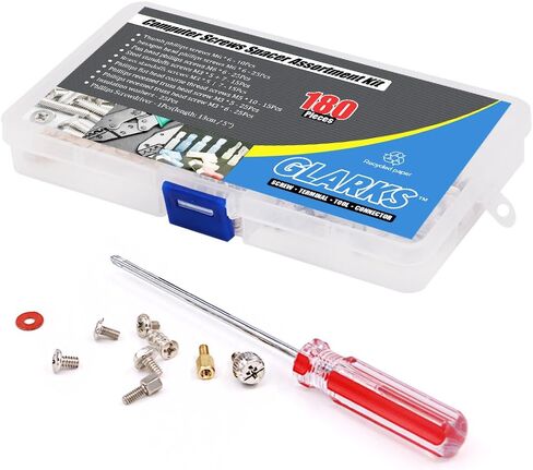 Glarks 180-Pieces Phillips Head Computer PC Spacer Screws Assortment Kit for Hard Drive Computer Case Motherboard Fan Power Graphics (Extra: Phillips Screwdriver) in Saudi Arabia