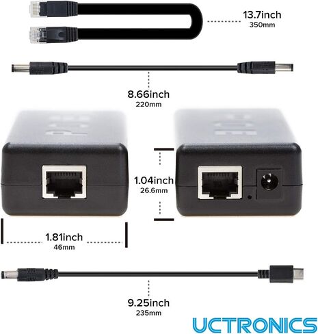 UCTRONICS PoE Splitter USB-C 5V - Active PoE to USB-C Adapter, IEEE 802.3af Compliant for Raspberry Pi 4, Google WiFi, Security Cameras, and More in Kuwait