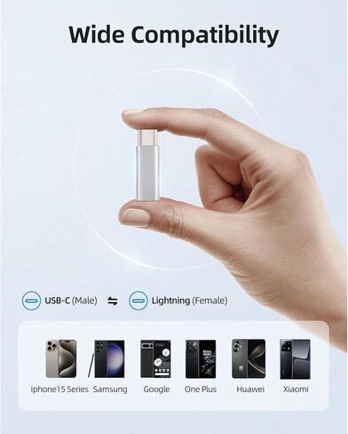 محول BabyElf USB-C إلى Lightning، عبوتان فقط لشحن محول USB C ذكر إلى Lightning أنثى متوافق مع iPhone 15 Series Galaxy S23 Note 20 Pixel 8 والمزيد من الأجهزة من النوع C، فضي in Kuwait