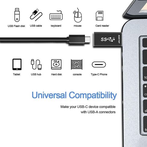 ELECTOP Double Sides 10Gbps, USB 3.1 GEN 2 Male to Type-C Female Adapter | Support Both 10Gbps Charging & Data Transfer, USB A to USB C 3.1 Converter for PC, Laptop, Charger, Power Bank, Quest Link in Kuwait