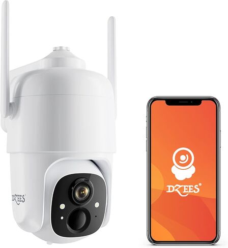 Dzees 360° PTZ Security Cameras Wireless Outdoor WiFi, 2K Battery Powered Home Security Camera Indoor, Spotlight & Siren, Color Night Vision, 2-Way Talk, AI Motion Detection, IP66 2-Pack | 2K Battery Powered, Home Security Camera Indoor, Spotlight & Siren in Saudi Arabia