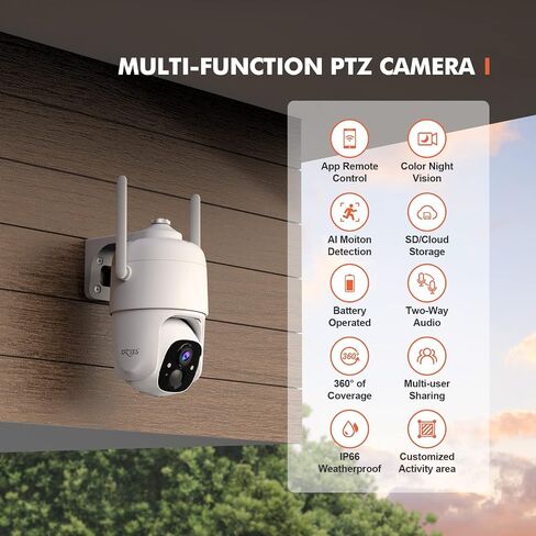 Dzees 360° PTZ Security Cameras Wireless Outdoor WiFi, 2K Battery Powered Home Security Camera Indoor, Spotlight & Siren, Color Night Vision, 2-Way Talk, AI Motion Detection, IP66 2-Pack | 2K Battery Powered, Home Security Camera Indoor, Spotlight & Siren in Saudi Arabia