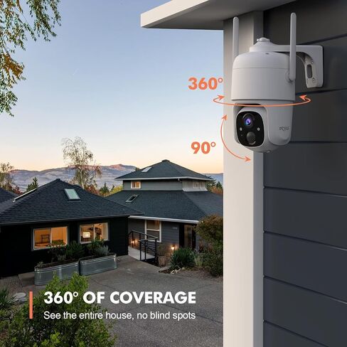 Dzees 360° PTZ Security Cameras Wireless Outdoor WiFi, 2K Battery Powered Home Security Camera Indoor, Spotlight & Siren, Color Night Vision, 2-Way Talk, AI Motion Detection, IP66 2-Pack | 2K Battery Powered, Home Security Camera Indoor, Spotlight & Siren in Saudi Arabia