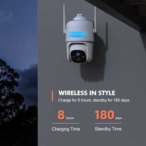 Dzees 360° PTZ Security Cameras Wireless Outdoor WiFi, 2K Battery Powered Home Security Camera Indoor, Spotlight & Siren, Color Night Vision, 2-Way Talk, AI Motion Detection, IP66 2-Pack | 2K Battery Powered, Home Security Camera Indoor, Spotlight & Siren in Saudi Arabia