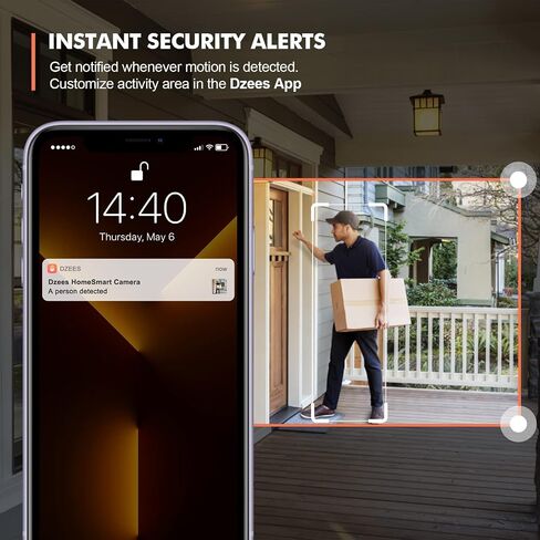 Dzees 360° PTZ Security Cameras Wireless Outdoor WiFi, 2K Battery Powered Home Security Camera Indoor, Spotlight & Siren, Color Night Vision, 2-Way Talk, AI Motion Detection, IP66 2-Pack | 2K Battery Powered, Home Security Camera Indoor, Spotlight & Siren in Saudi Arabia
