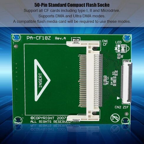 بطاقة محول CF إلى ZIF CE بطاقة محول، 1.8 بوصة 50 دبوس SSD HDD بطاقة محول فلاش مدمجة لـ DOS/ Windows 3.1 / 95 / NT / 98 / Me / 2000 / XP / Vista / Linux / Mac، بطاقة محولات محول الكمبيوتر in Kuwait