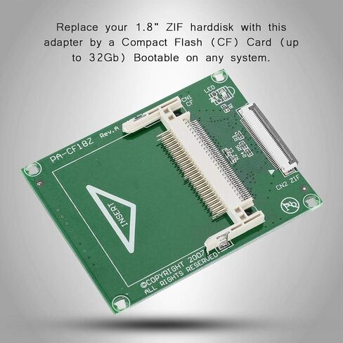 بطاقة محول CF إلى ZIF CE بطاقة محول، 1.8 بوصة 50 دبوس SSD HDD بطاقة محول فلاش مدمجة لـ DOS/ Windows 3.1 / 95 / NT / 98 / Me / 2000 / XP / Vista / Linux / Mac، بطاقة محولات محول الكمبيوتر in Kuwait