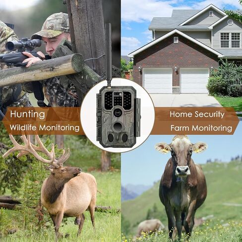 BLAZEVIDEO 48MP 1296P WiFi Trail & Game Camera with 0.1s Trigger Speed No Glow Night Vision Motion Activated IP66 Waterproof Wireless Hunting Cam with App for Wildlife Hunting, Yard Security in Kuwait