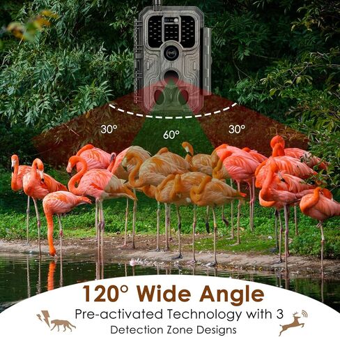 BLAZEVIDEO 48MP 1296P WiFi Trail & Game Camera with 0.1s Trigger Speed No Glow Night Vision Motion Activated IP66 Waterproof Wireless Hunting Cam with App for Wildlife Hunting, Yard Security in Kuwait