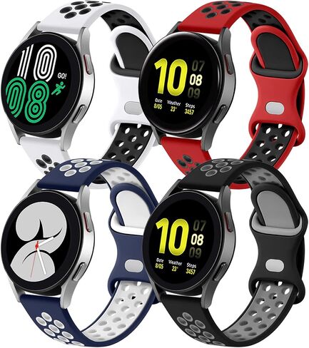 Lerobo 4 Pack Bands Compatible with Galaxy Watch 7 6 5 4 Band 40mm 44mm/Galaxy Watch 6 4 Classic 43mm 47mm 46mm 42mm/Watch 5 pro 45mm,Active 2 Band, 20mm Watch Band Soft Silicone Sport Band Women Men in Kuwait