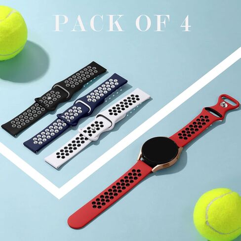 Lerobo 4 Pack Bands Compatible with Galaxy Watch 7 6 5 4 Band 40mm 44mm/Galaxy Watch 6 4 Classic 43mm 47mm 46mm 42mm/Watch 5 pro 45mm,Active 2 Band, 20mm Watch Band Soft Silicone Sport Band Women Men in Kuwait