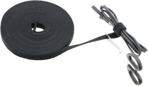 Reusable Fastening Tape Cable Ties 3/4 Inch Double Side Hook Roll (25 Yard, Black) in Kuwait