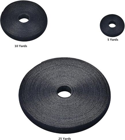 Reusable Fastening Tape Cable Ties 3/4 Inch Double Side Hook Roll (25 Yard, Black) in Kuwait