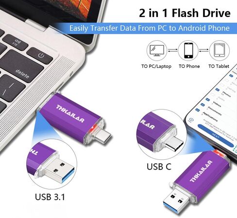 Thkailar USB C Flash Drive 256GB for Android Phone,Mac Pro,PC in Kuwait
