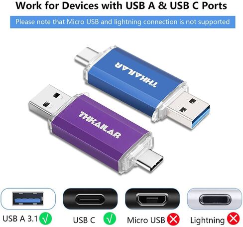 Thkailar USB C Flash Drive 256GB for Android Phone,Mac Pro,PC in Kuwait