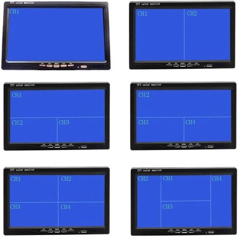 شاشة كاميرا احتياطية للمركبة مقاس 7 بوصات من Hikity فقط، شاشة عرض LCD عالية الدقة رباعية الانقسام، شاشة سيارة لشاحنة SUV Van RV، مدخل فيديو V1/V2/V3/V4، 9V/36V + دعامة تثبيت مسند الرأس وحامل لوحة القيادة in Kuwait