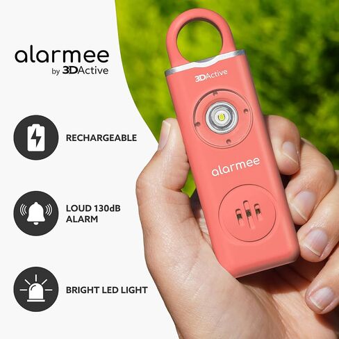 3DActive Alarmee Personal Safety Alarm for Women Kids Teens & Seniors 130dB Loud Emergency Alarm Rechargeable Self Defense Device with LED Light Portable Keychain for Travel & Night Safety - White in Kuwait