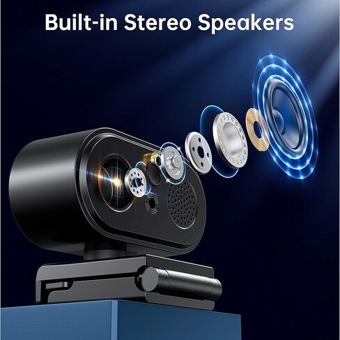 جوسجو كاميرا ويب G920 FHD 1080P مع ميكروفون ومكبر صوت، كاميرا بث مع ضوء حلقي، كاميرا كمبيوتر بمنفذ USB للتوصيل والتشغيل، غطاء للخصوصية، كاميرا ويب للكمبيوتر المكتبي/اللابتوب/ماك in Kuwait