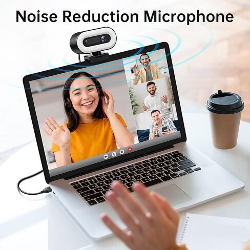 جوسجو كاميرا ويب G920 FHD 1080P مع ميكروفون ومكبر صوت، كاميرا بث مع ضوء حلقي، كاميرا كمبيوتر بمنفذ USB للتوصيل والتشغيل، غطاء للخصوصية، كاميرا ويب للكمبيوتر المكتبي/اللابتوب/ماك in Kuwait