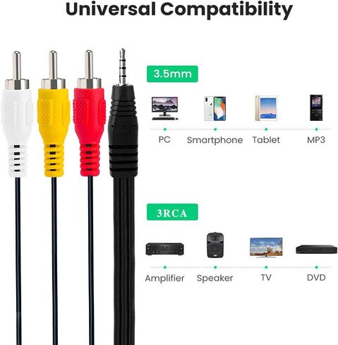 Love your yy 10FT 3.5mm to 3 RCA Male Plug to RCA Stereo Audio Video Male AUX Cable, 3.5mm to RCA Camcorder AV Video Output Cable 1/8" TRRS to 3 RCA Male Cord in Saudi Arabia