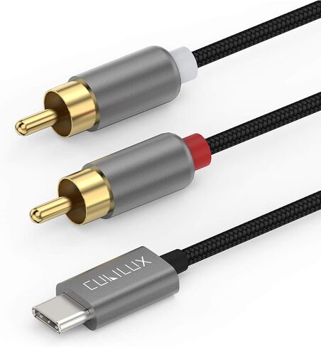 Cubilux USB to RCA Audio Cable with 384KHz/24-bit DAC, USB A Male to 2 Male RCA Stereo AUX Cord, 2RCA Auxilary Cable for Laptop, PC, Computer, 6 Feet in Kuwait