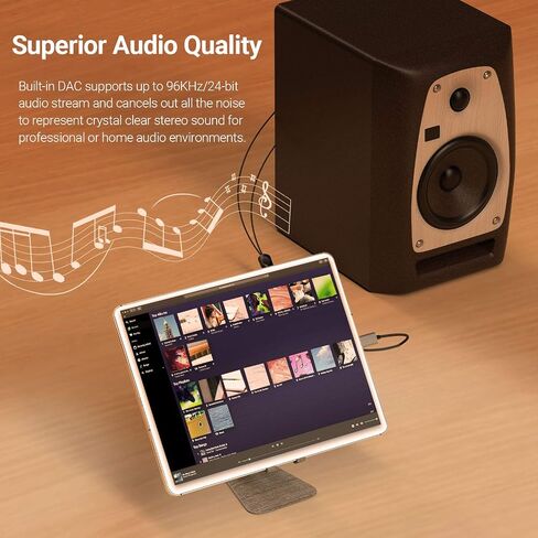 Cubilux USB to RCA Audio Cable with 384KHz/24-bit DAC, USB A Male to 2 Male RCA Stereo AUX Cord, 2RCA Auxilary Cable for Laptop, PC, Computer, 6 Feet in Kuwait