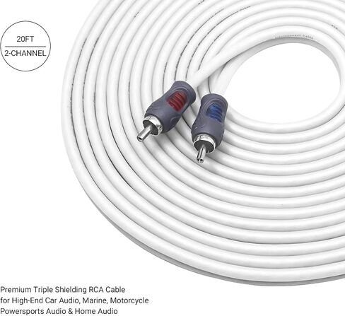 Recoil RMI412 Tinned Oxygen Free Copper 4-Channel 12ft RCA Audio Interconnects Cable for High-End Car Audio Marine Motorcycle & UTV ATV Audio Triple-Shielded with Noise Rejection for Tough Environment in Saudi Arabia