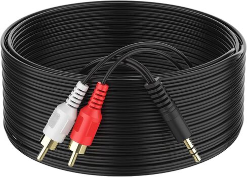 3.5mm to RCA Cable 10ft 3.5mm TRS Male to 2RCA Male Stereo Y Splitter RCA Cord Compatible with Echo Dot, Smartphone, MP3, Tablet, Stereo Receiver, Car, Speaker, HDTV ect. in Kuwait