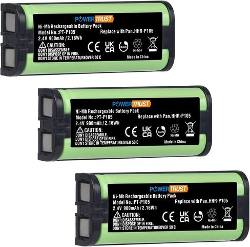 PowerTrust HHR-P105 Battery Panasonic HHR-P105 HHR-P105A KX-242 KX-2420 KX-2421 KX-2422 KX-TG5779 KX-6702 KX-FG2451 KX-TG2411 KX-TG2424 KX-TG2620 KX-TGA241 Cordless Phone Batteries in Saudi Arabia
