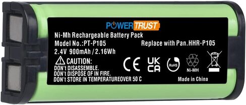 PowerTrust HHR-P105 Battery Panasonic HHR-P105 HHR-P105A KX-242 KX-2420 KX-2421 KX-2422 KX-TG5779 KX-6702 KX-FG2451 KX-TG2411 KX-TG2424 KX-TG2620 KX-TGA241 Cordless Phone Batteries in Saudi Arabia