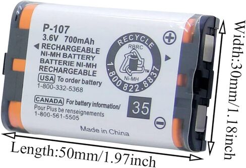 بطاريات QBLPOWER HHRP107 القابلة لإعادة الشحن متوافقة مع هاتف باناسونيك HHR-P107 HHR-P107A HHRP107A اللاسلكي 3.6 فولت 700 مللي أمبير Ni-MH (4 عبوات HHR-P107) in Kuwait
