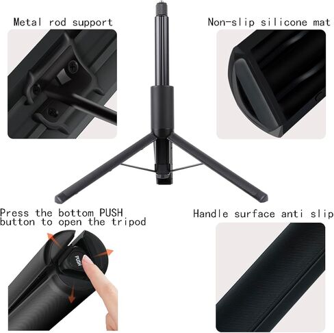 حامل ثلاثي عصا سيلفي قابل للتمديد 48 بوصة لـ Insta360 One x2 x3 RS go3، GoPro Hero 12 11 10 9 8 7 6 5 Max، DJI Osmo Action4 3 2، وكاميرا عمل أخرى، مونوبود بعمود قابل للتمديد 24.5-122 سم in Kuwait