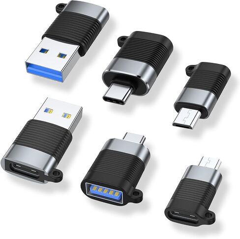 محول AreMe USB C (6 حزم)، Micro USB ذكر إلى USB C أنثى، USB 3.0 ذكر إلى USB C أنثى، USB Type-C ذكر إلى USB 3.0 أنثى موصل محول (أسود) in Kuwait
