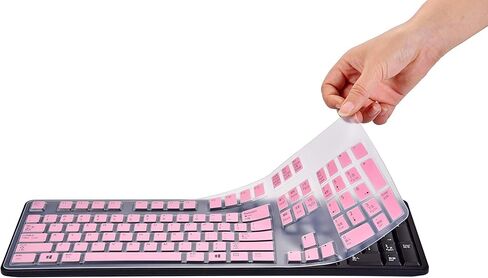 غطاء لوحة المفاتيح لجهاز Dell KB212-B & Dell 2GR91 4G481 KB4021 لوحة مفاتيح USB رفيعة ذات 104 مفاتيح، واقي لوحة المفاتيح Dell KB212-B - وردي in Kuwait