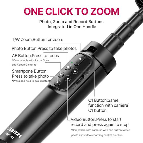 ULANZI RMT-01 Wireless Shooting Grip & Tripod for Sony, Canon, Nikon & Other Vlog Cameras or Smartphones, Selfie Video Recording Vlogging Accessories Portable Hand Size for Content Creators & Vloggers in Saudi Arabia