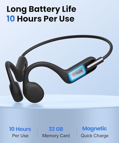 Bone Conduction Headphones, Wireless Open-Ear Headphones, Bluetooth 5.3 with Mic - MP3 Play Built-in 32GB Memory, IPX8 Waterproof Sports Headphones for Gym Workout Swimming Running Cycling. in Kuwait