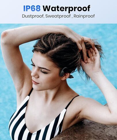 Bone Conduction Headphones, Wireless Open-Ear Headphones, Bluetooth 5.3 with Mic - MP3 Play Built-in 32GB Memory, IPX8 Waterproof Sports Headphones for Gym Workout Swimming Running Cycling. in Kuwait