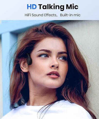 Bone Conduction Headphones, Wireless Open-Ear Headphones, Bluetooth 5.3 with Mic - MP3 Play Built-in 32GB Memory, IPX8 Waterproof Sports Headphones for Gym Workout Swimming Running Cycling. in Kuwait
