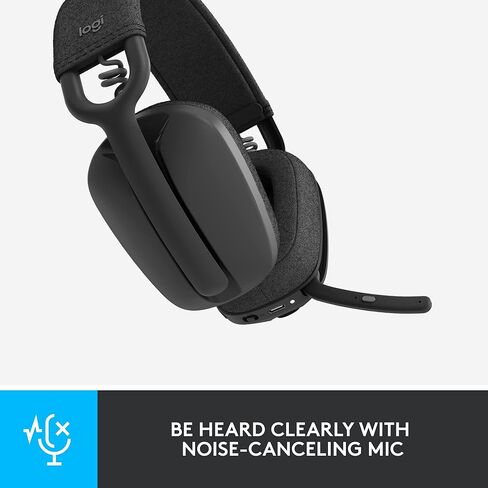 Logitech Zone Vibe 100 Lightweight Wireless Over Ear Headphones with Noise Canceling Microphone, Advanced Multipoint Bluetooth Headset, Works with Teams, Google Meet, Zoom, Mac/PC - Rose in Saudi Arabia