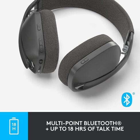Logitech Zone Vibe 100 Lightweight Wireless Over Ear Headphones with Noise Canceling Microphone, Advanced Multipoint Bluetooth Headset, Works with Teams, Google Meet, Zoom, Mac/PC - Rose in Saudi Arabia