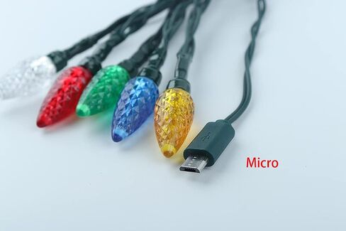 YAGE Tale LED Christmas Light Phone Charger Cord USB Type-C and Bulb Charging Cable 50inch 10led Multicolor Bulb,Compatible with Type-C in Kuwait