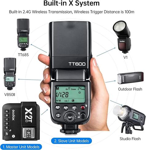 فلاش خارجي GODOX TT600 متوافق مع كاميرا Canon/Nikon/Pentax/Olympus/Fuji وغيرها من كاميرات DSLR مع Hotshoe القياسي، وإخراج عالي GN60، ودعم الزناد اللاسلكي in Saudi Arabia
