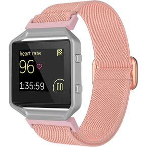 ESeekGo Elastic Bands Compatible for Fitbit Blaze Bands for Men Women, Nylon Adjustable Stretchy Loop Braided Straps with Metal Frame Compatible for Fitbit Blaze Bands for Women Men